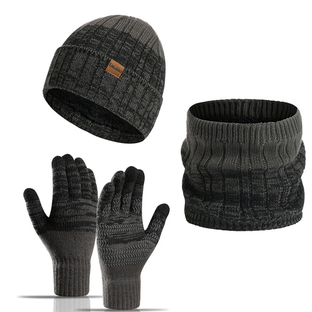 Winter Beanie Hat Glove Neck Gaiter Set 1