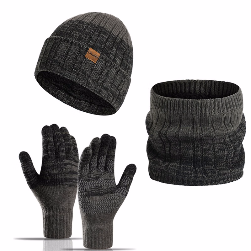 Winter Beanie Hat Glove Neck Gaiter Set