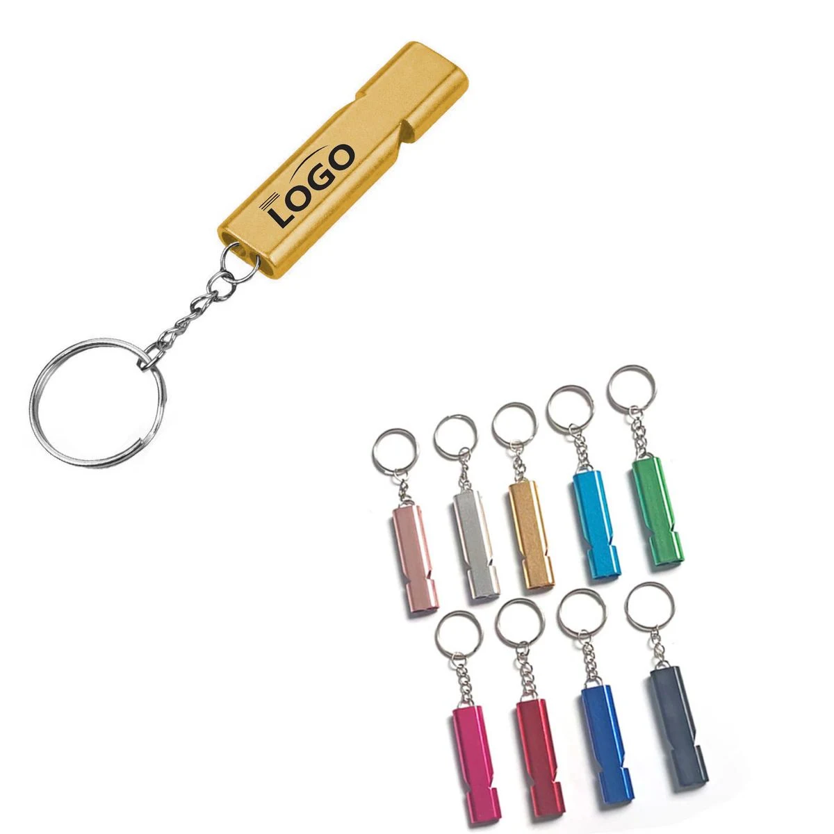 Dual Frequency Aluminum Alloy Whistle Keychain 1
