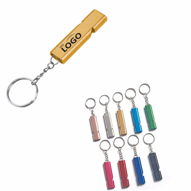Dual Frequency Aluminum Alloy Whistle Keychain