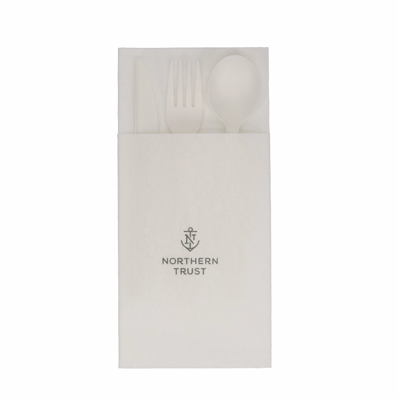 Almost Linen Pocket Napkin 1 Ply Heavy Weight White Tradition Print