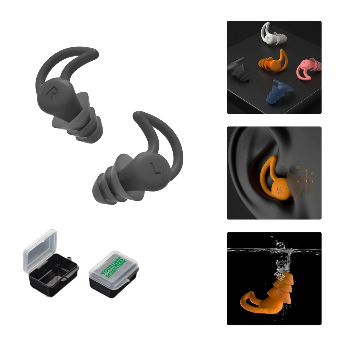 Silicone Noise Reduction Earplugs for Sleep and Swimming 1