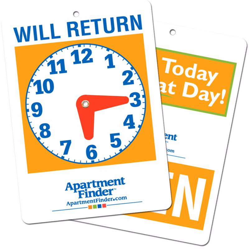 Open/ Will Return Store Clock Sign with Red Hands