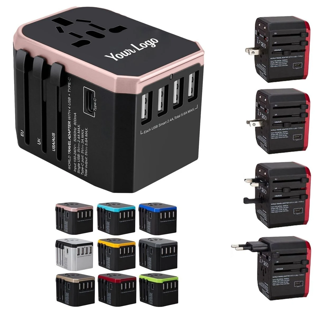 International Travel Plug Adapter with USB-C Charging Ports 1