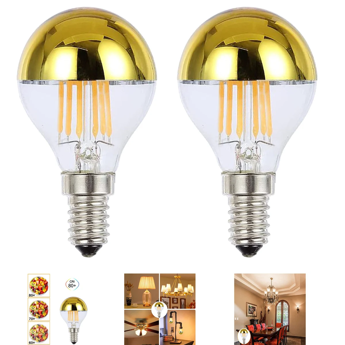 Half Chrome Gold Light Bulbs 1