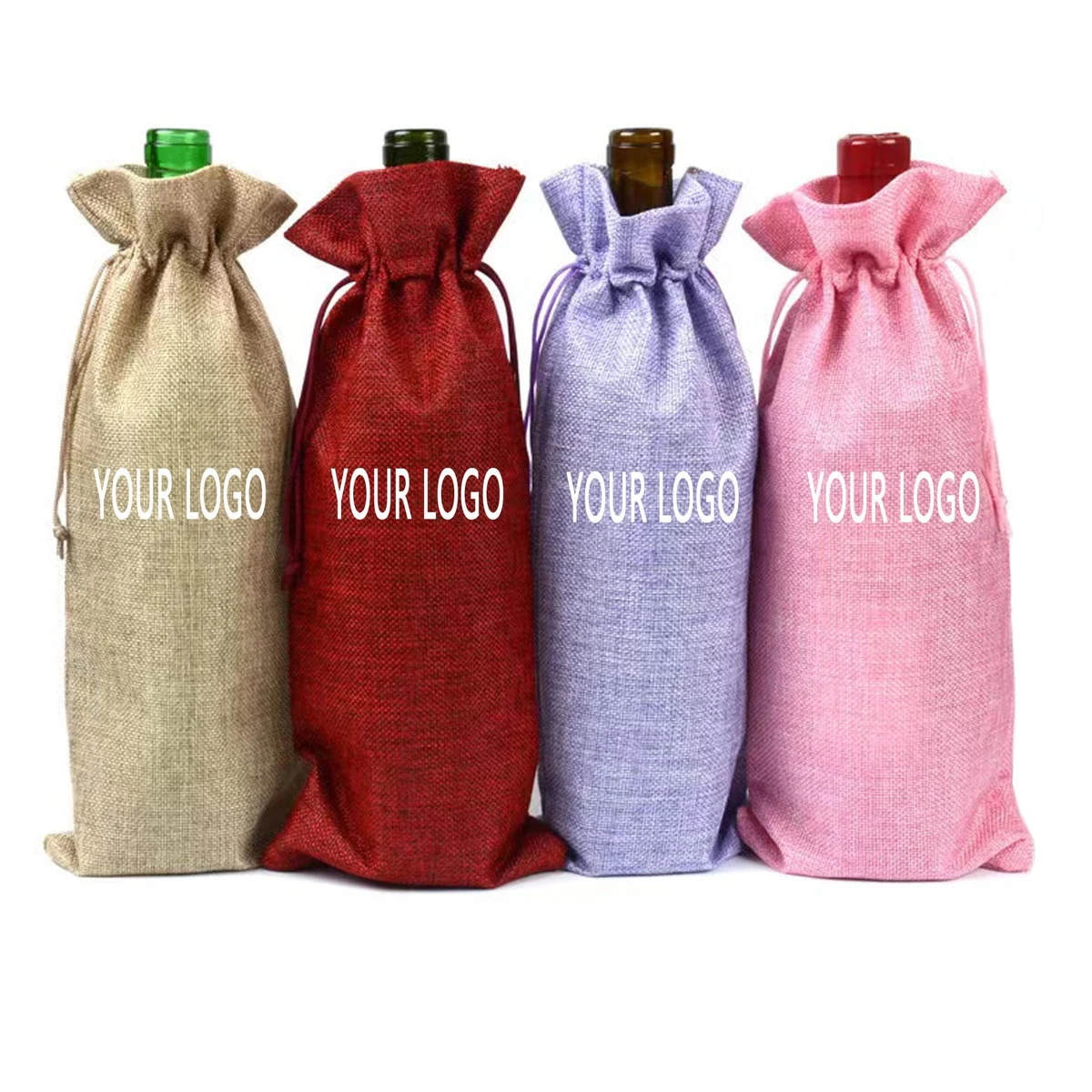 Burlap Wine Bag With Drawstring MOQ 100PCS 1