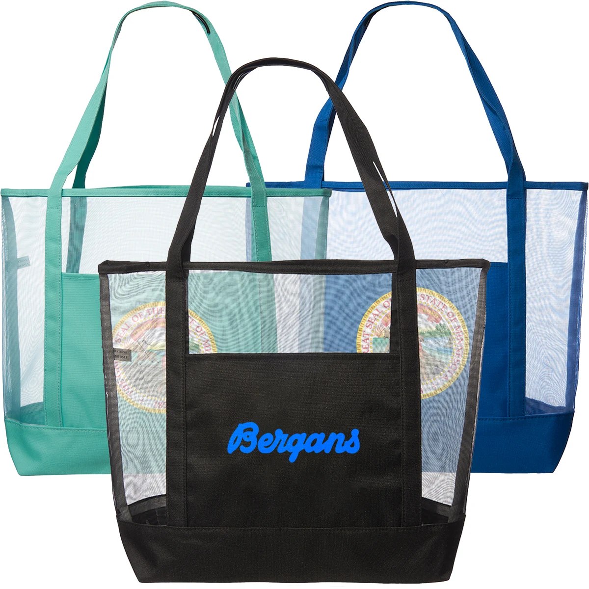 Cancun Large Mesh Beach Bags W/ Carrying Handles, custom tote bag with logo imprint 1