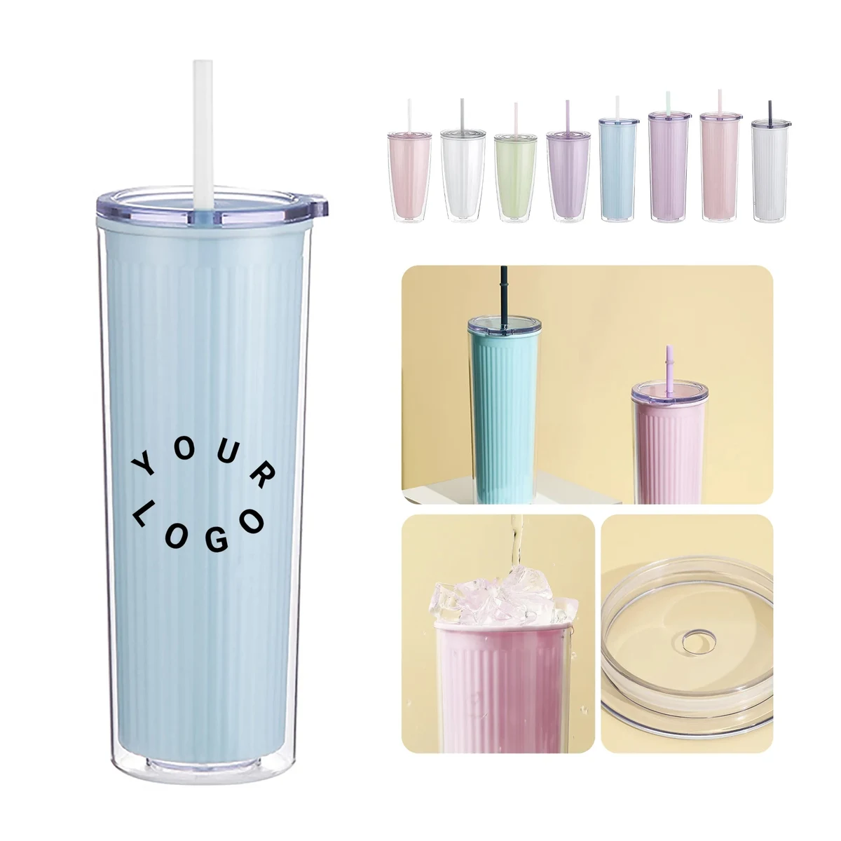 Large Capacity Plastic Straw Cup with Leak Proof Seal 1