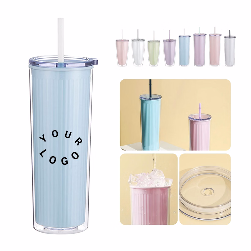 Large Capacity Plastic Straw Cup with Leak Proof Seal