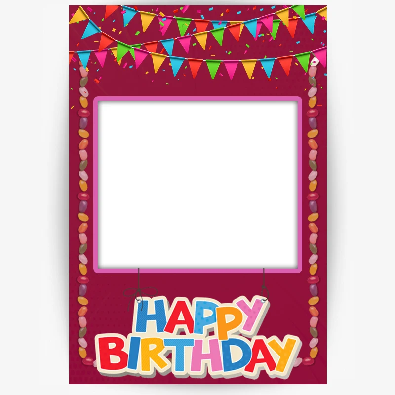 Happy Birthday Selfie Frame Photo Booth and Picture Frame Props For Birthday Party 2"W x 3"H Maroon 1