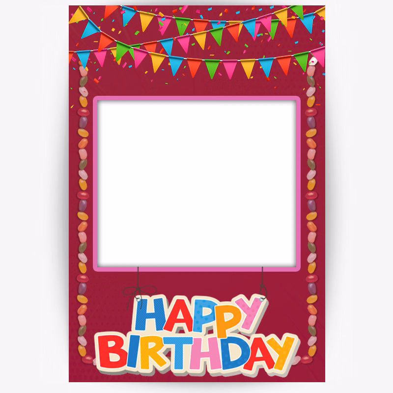 Happy Birthday Selfie Frame Photo Booth and Picture Frame Props For Birthday Party 2"W x 3"H Maroon