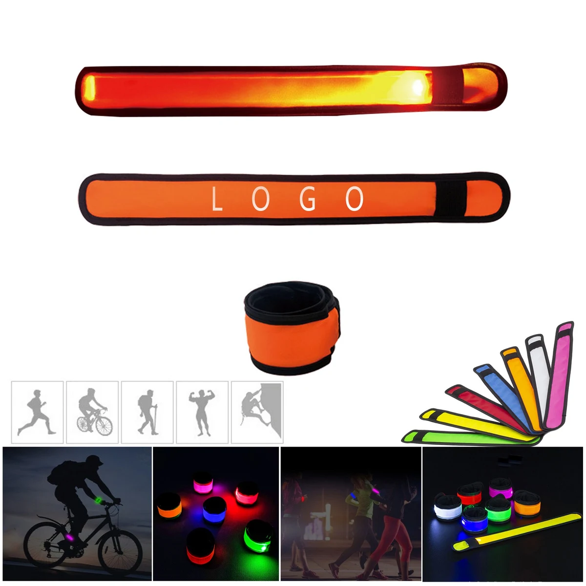 LED Glow Slap Bracelet Light Up Wristband High Visibility 1