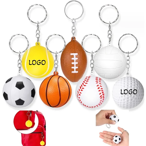 Custom 1.6 Inch Stress Relief Sports Ball Keychain — Promotional Tension Releaser 1