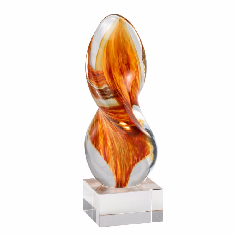 9" Orange Flame Art Glass