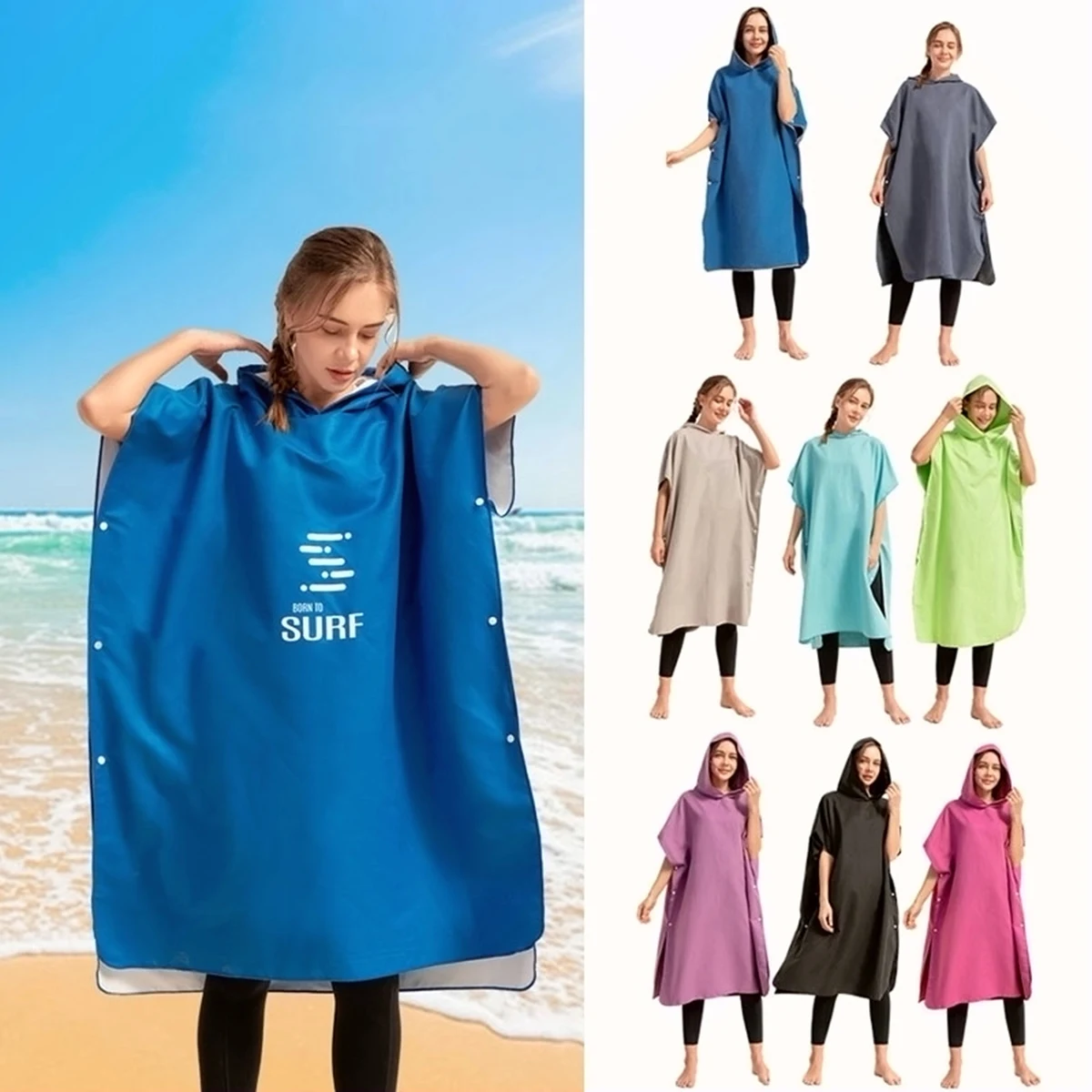 Surfing Beach Poncho Changing Robe With Hood 1