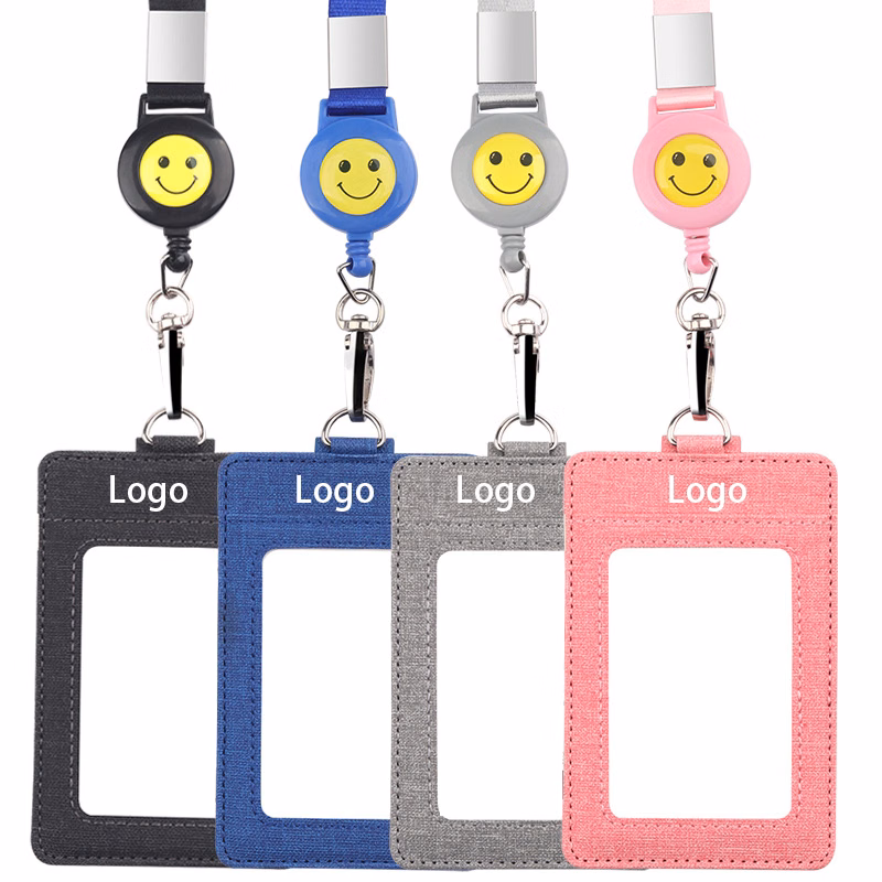 Canvas Badge Holder with Telescopic Lanyard