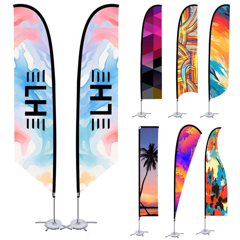 9ft Double Sided Printed Feather Beach Flag Kit