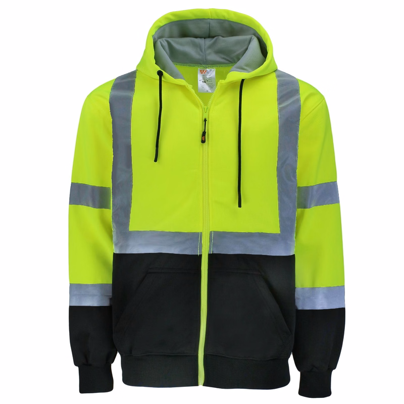 Safety Brite Class 3 Hi Vis Full Zip Sweatshirt with Black Bottom