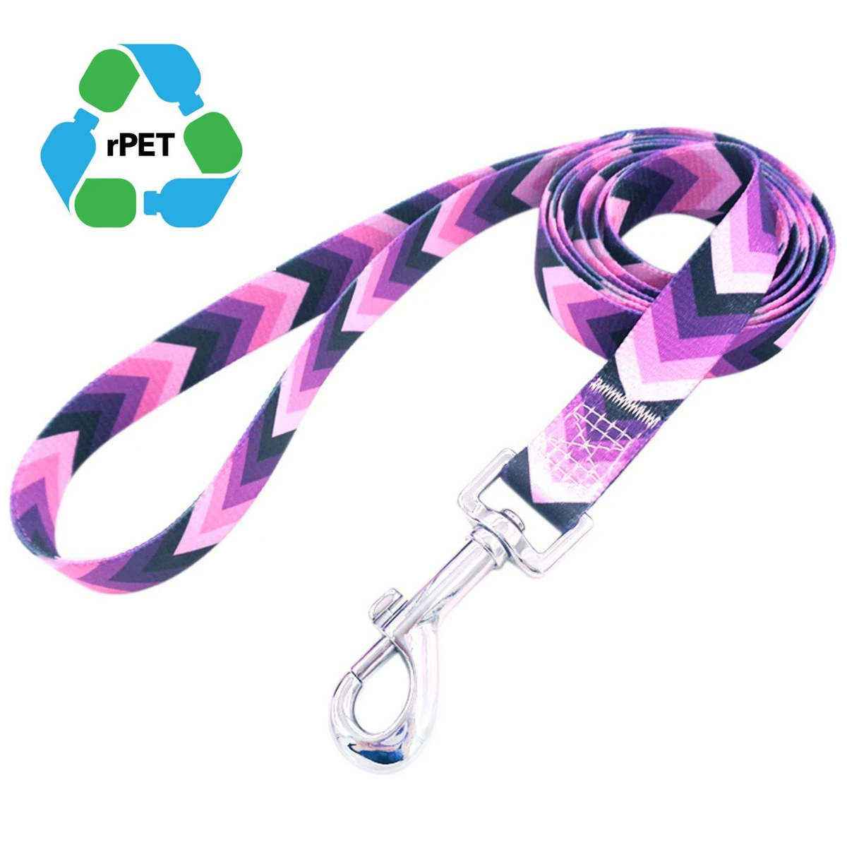 1"W x 72"L rPET Eco-friendly Sublimation Pet Leash w/ Metal Carabiner 1