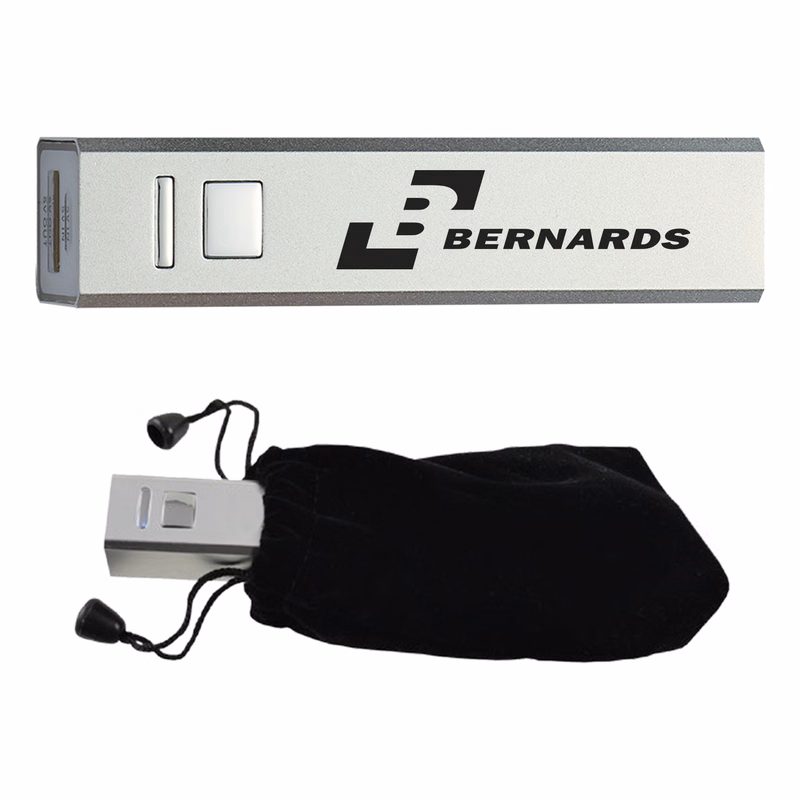 2600 mAh Power Bank with Velvet Pouch