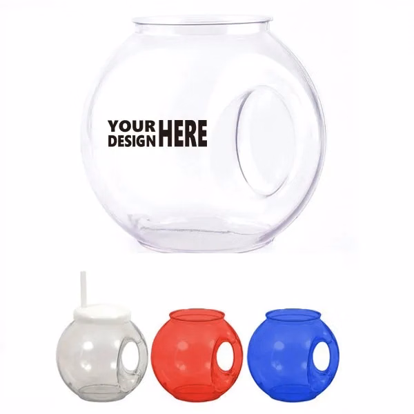 56oz Fish Bowls For Drinks With Lids and Straws