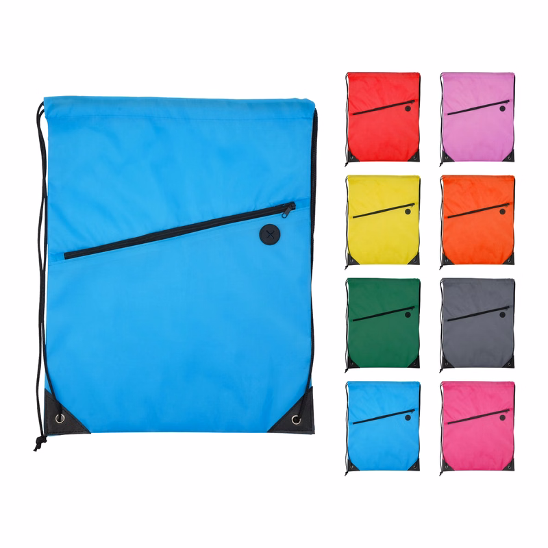 Drawstring Backpack Bag with Zipper