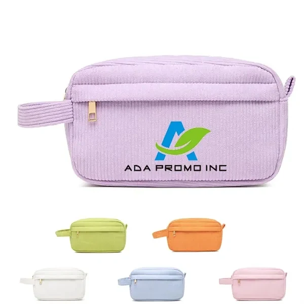 Corduroy Travel Top-Handle Cosmetic Bag 1