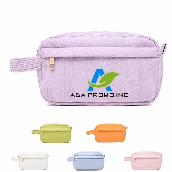 Corduroy Travel Top-Handle Cosmetic Bag