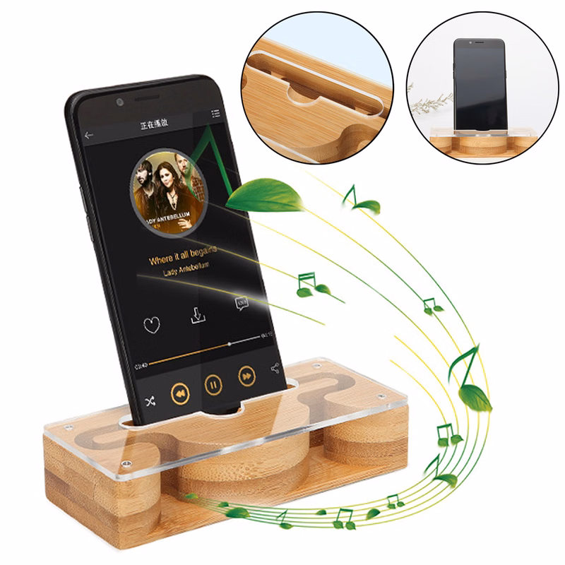 Bamboo & Acrylic Phone Amplifier with Standard Packaging