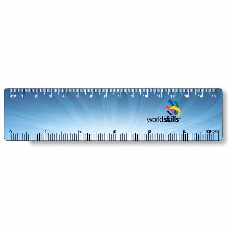 .020 White Plastic Rulers 1.5"x6.25" Rectangle / Round Corner, Full Colour