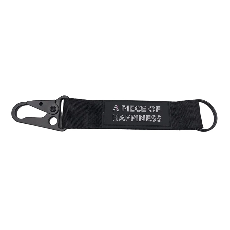 Nylon Strap Short Lanyard with Hook and Keyring 1