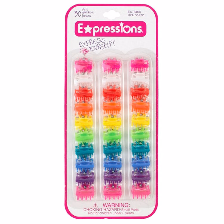 Mini Hair Clips - 30 Pack Assorted Colors Ages 3+