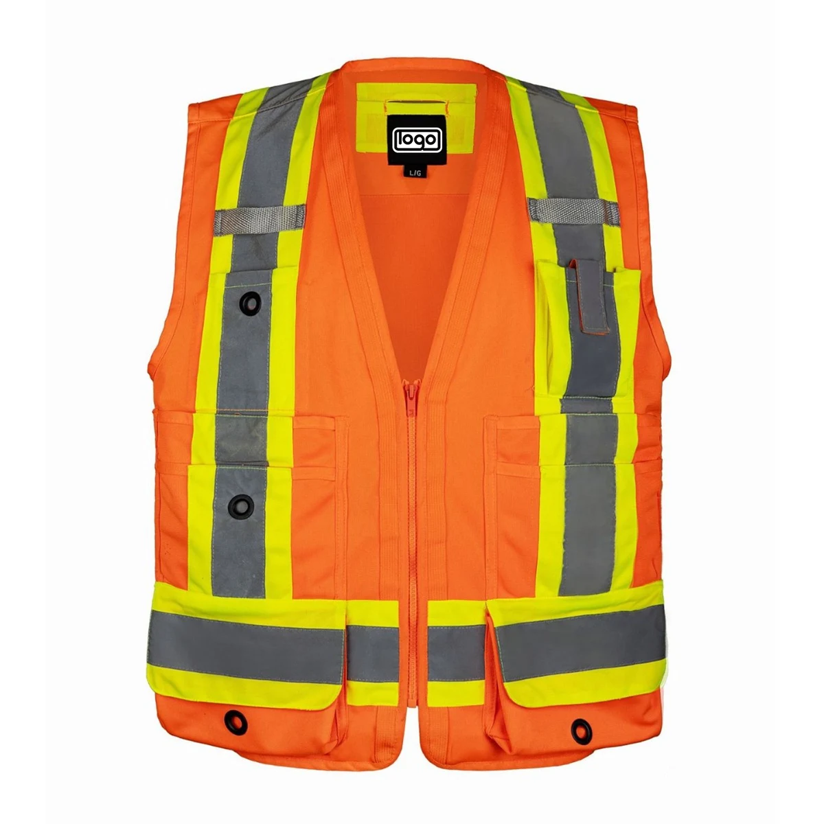 Custom Size Multiple Pocket Reflective Polyester Safety Vest 1