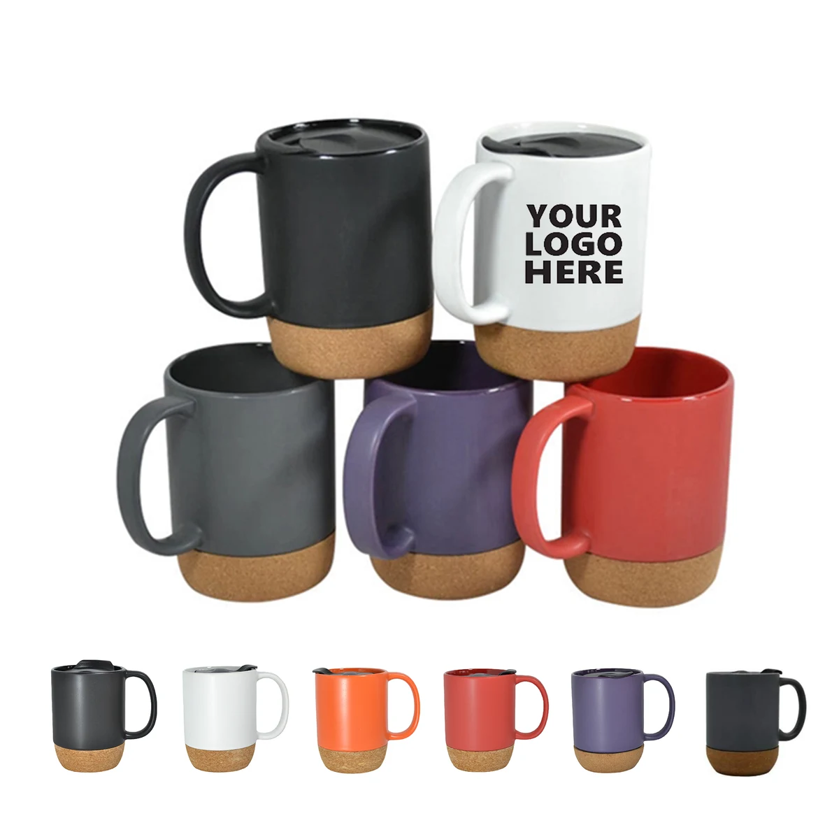 14 OZ Ceramic Mugs with Removable Cork Bottom and Lid 1