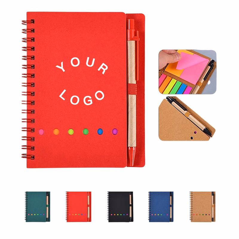 Kraft Notebook with Pen and Sticky Note Set