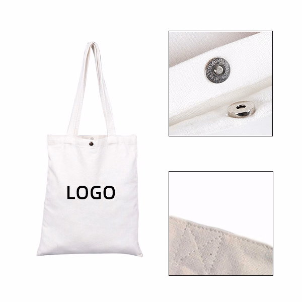 Metal Button-Up Tote Bag with Shoulder Strap