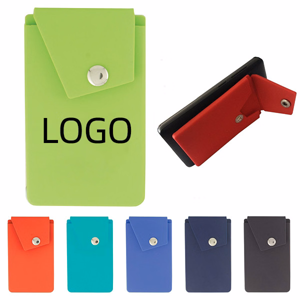 Silicone Phone Wallet Stand W/ Button Pocket