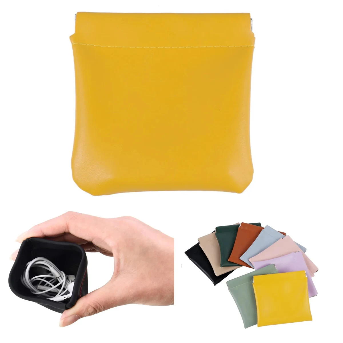 Snap Spring Closure PU Earphone Pouch 1