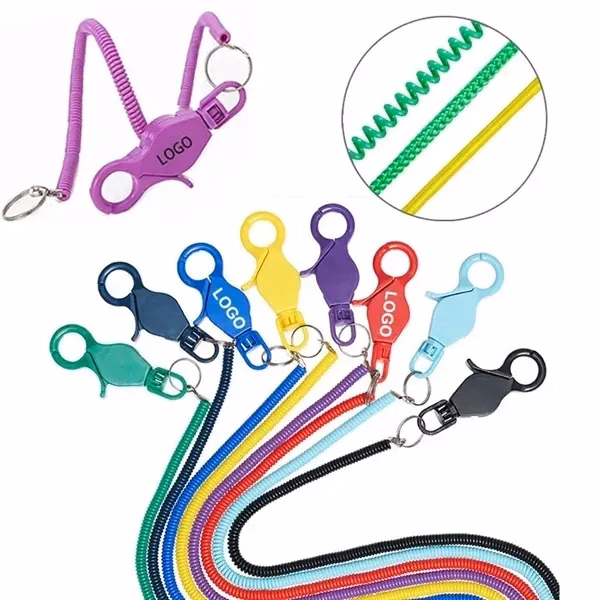 20" Colorful Flexible Anti-Lost Spring Coil Cord Keychain