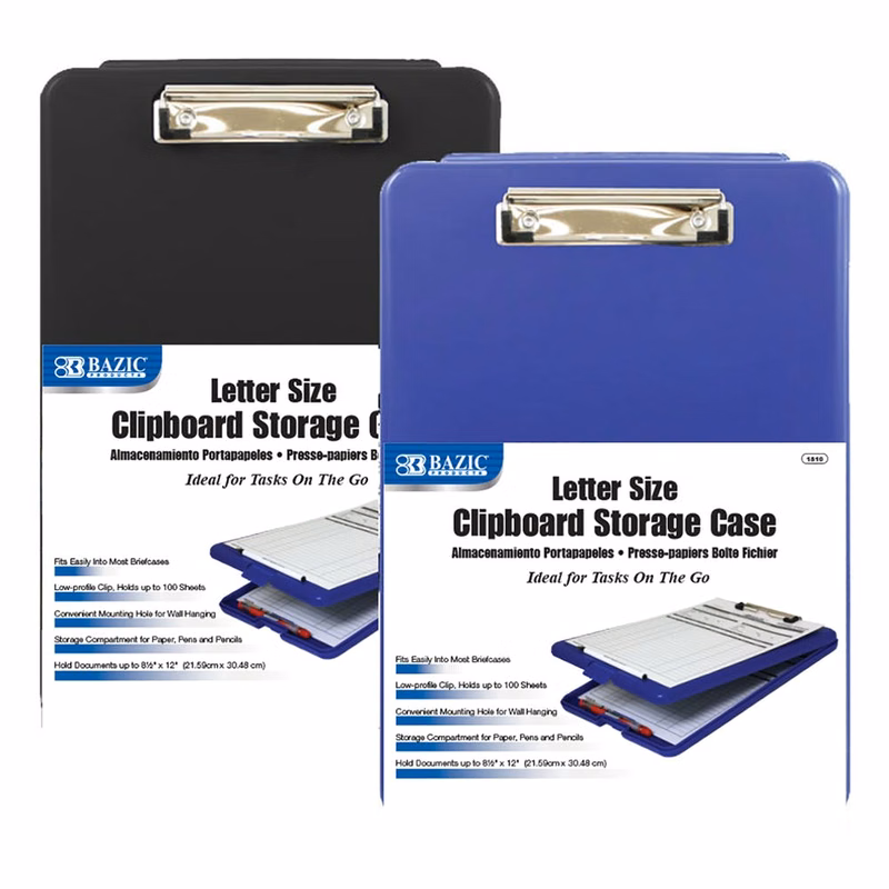 Clipboard Storage Cases - Letter Size Low Profile Clip Blue/Black