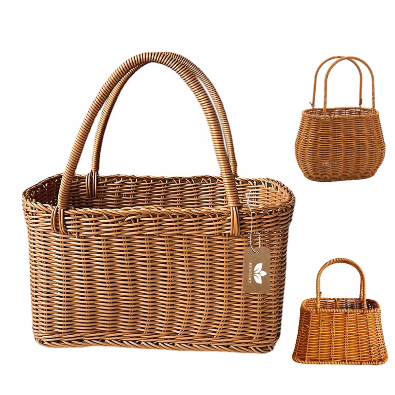 Rattan Grocery Woven Picnic Basket With Handle
