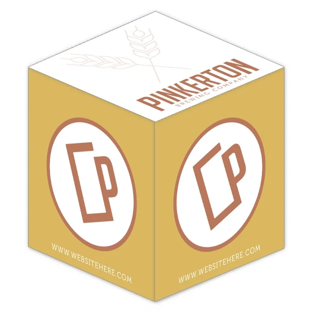 Sticky Note Cubes - 3.875x3.875x3.875-2 Colors, 1 Side Design 1