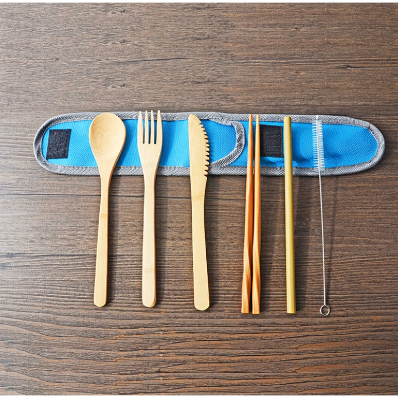 6 in 1 Bamboo Cutlery Set