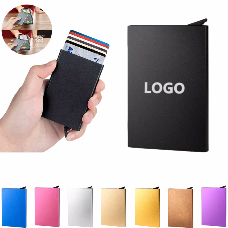 Sleek Aluminum RFID-Blocking Pop-Up Card Holder