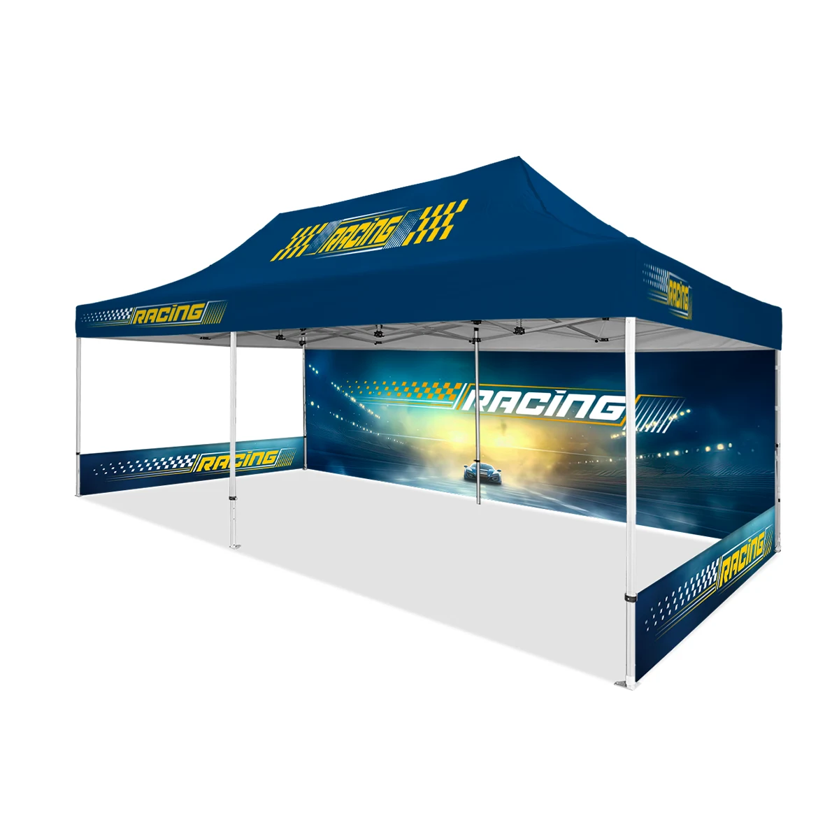 13'x26' Premium Hex Aluminum Frame Tent w/Rear Wall & Half Side Walls 1