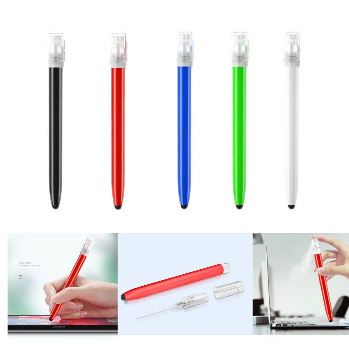 Plastic Multi-function Refillable Liquid Hand Sanitize Touch Screen Pen 2-In-1 1