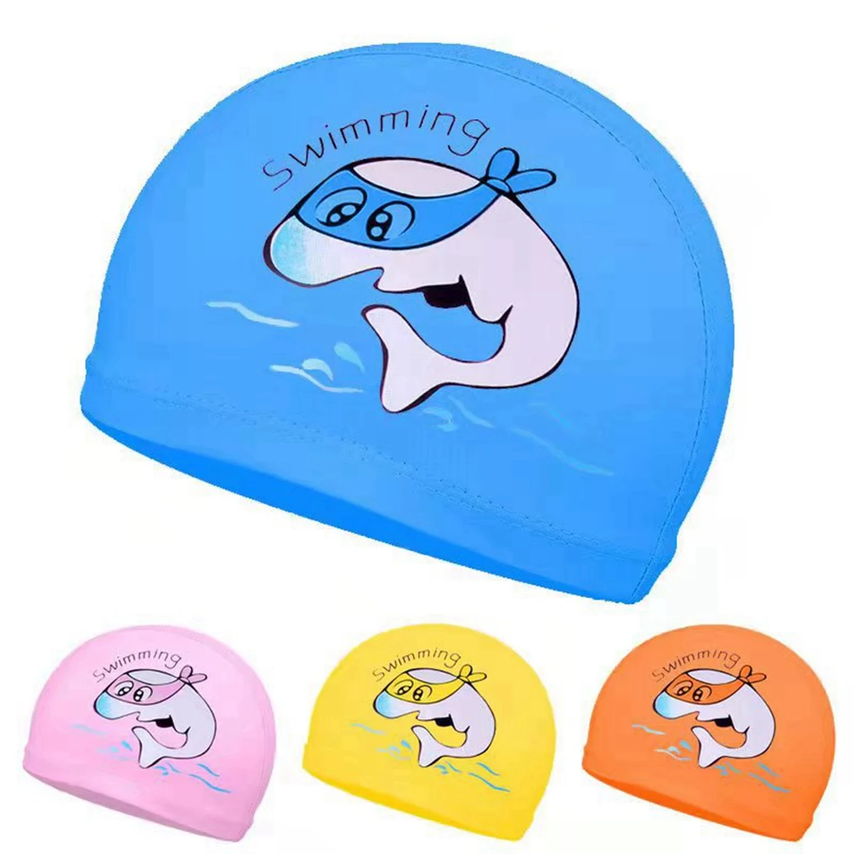 Cartoon Dolphin Print PU Swim Hat 1