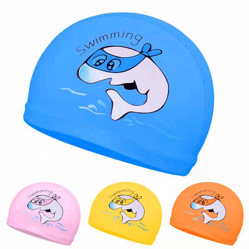 Cartoon Dolphin Print PU Swim Hat