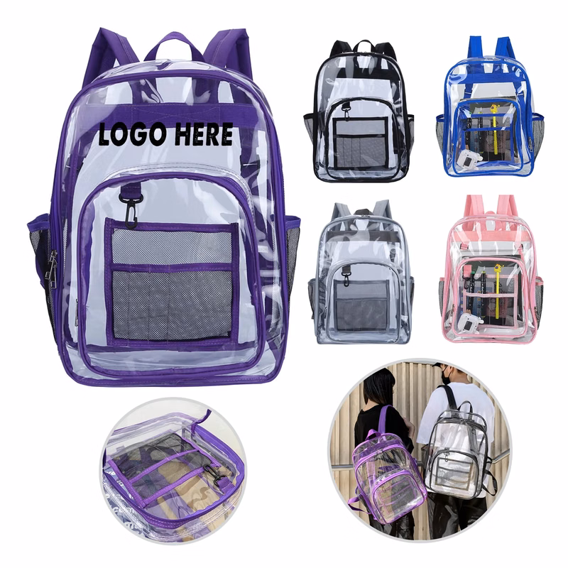 PVC Transparent Backpack Large Clear Book Bag