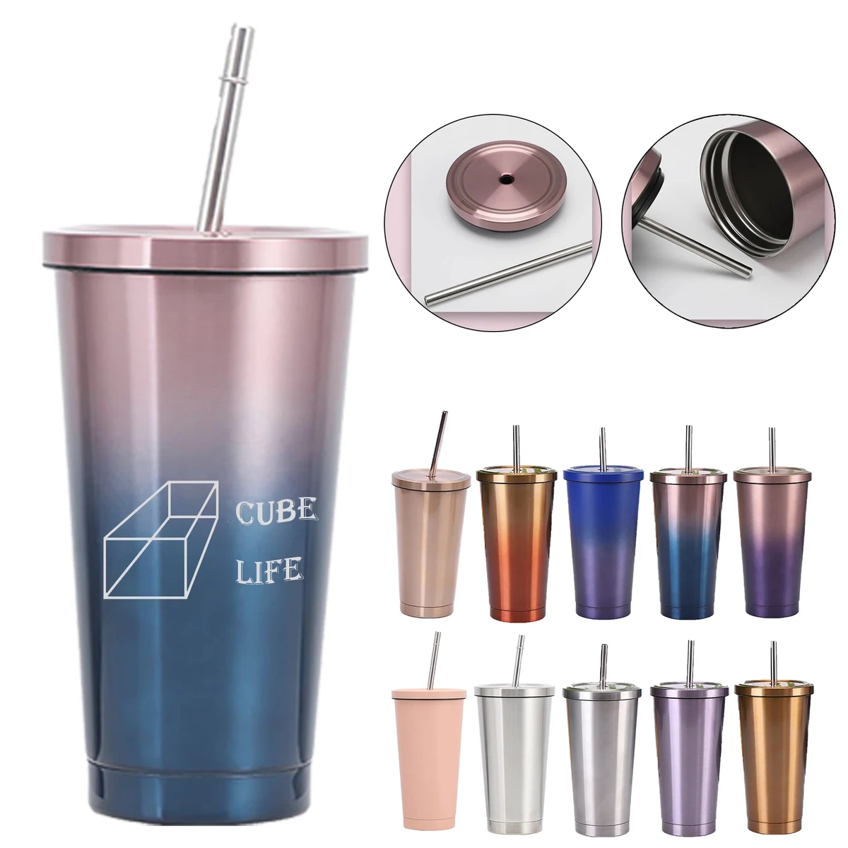 Insulated Stainless Steel Water Bottles with Straw 20 Oz 1